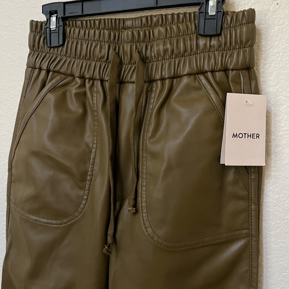NWT MOTHER | Fall Winter Fir Green Rambler Lounger Ankle Faux Leather | Size XS - Picture 7 of 16